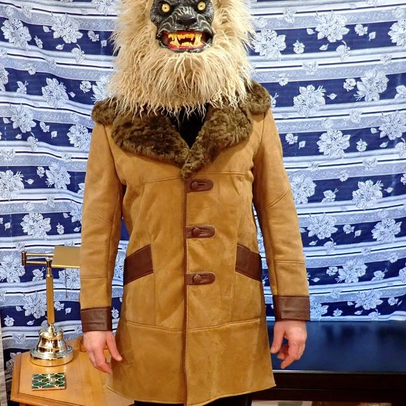 Handmade Wool Shearling Leather Coat  -Ultra Thin,Very Warm  w/Oversized collar - Picture 1 of 9